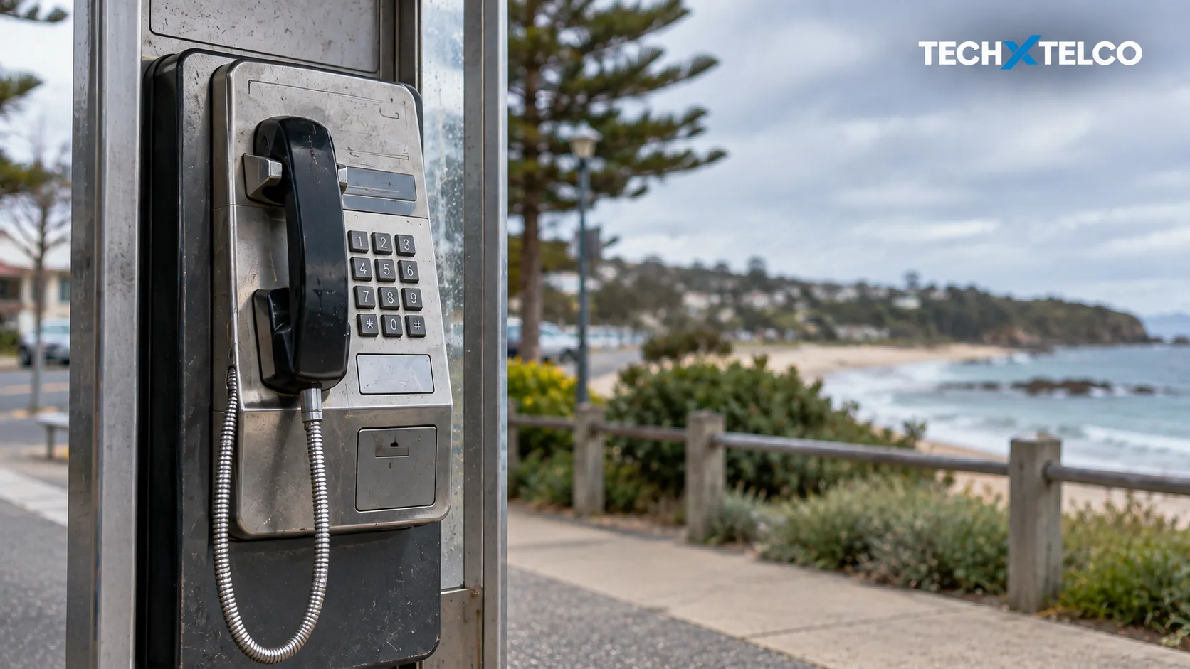 AI-generated editorial image of a generic public payphone; not the actual Narooma heritage-recognised phone.